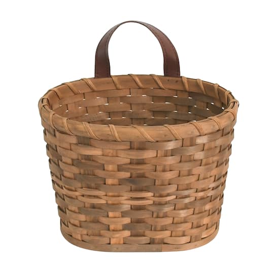 Hanging Chipwood Basket with Faux Leather Handle by Ashland®